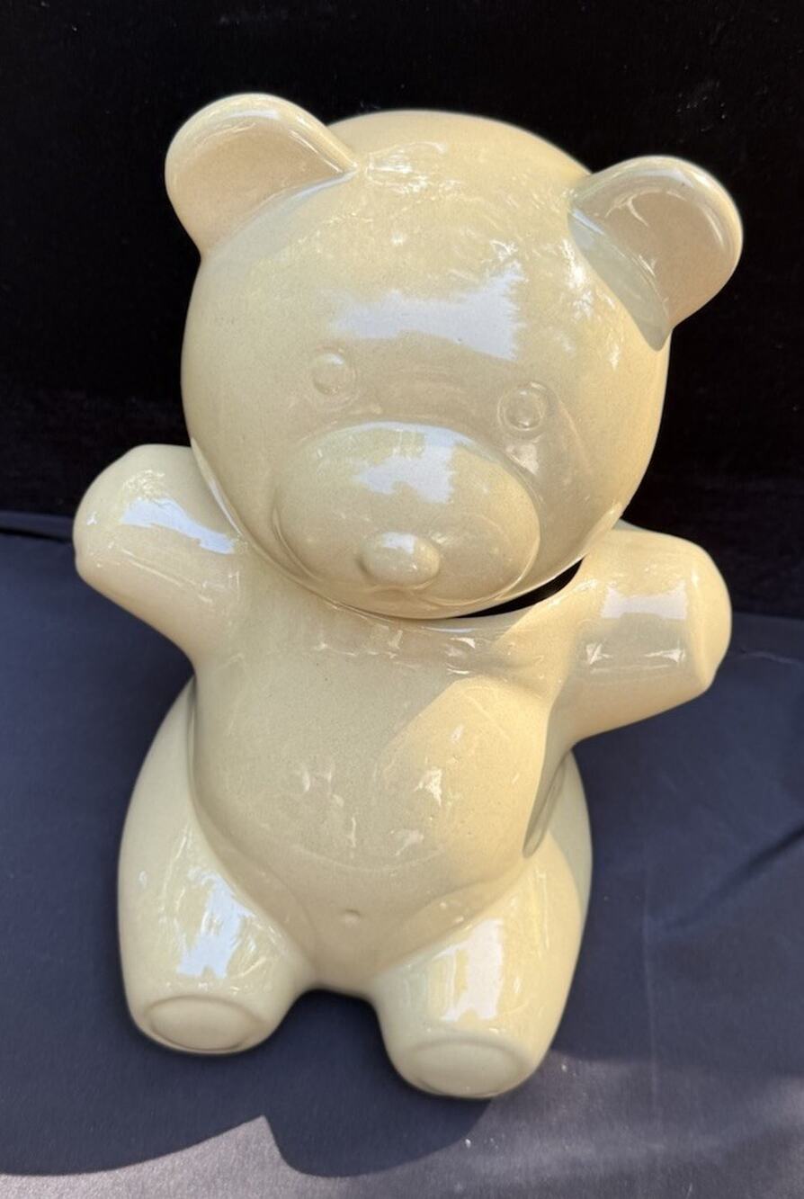 Vintage Hartstone Teddy Bear Cookie Jar Minimalist Style Brown 2PC Excellent!